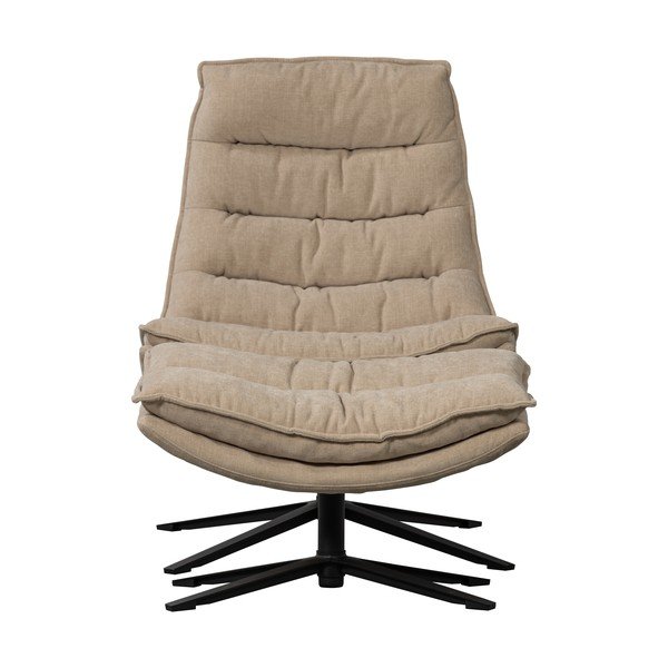 Dabīga toņa grozāms atpūtas krēsls ar kāju balstu no šenila auduma Kube – WOOOD-image-3