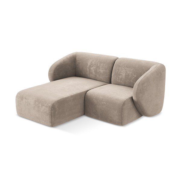 Gaiši brūns stūra dīvāns no šenila auduma (ar kreiso stūri/ar zvilni) Lani – Makamii-image-2