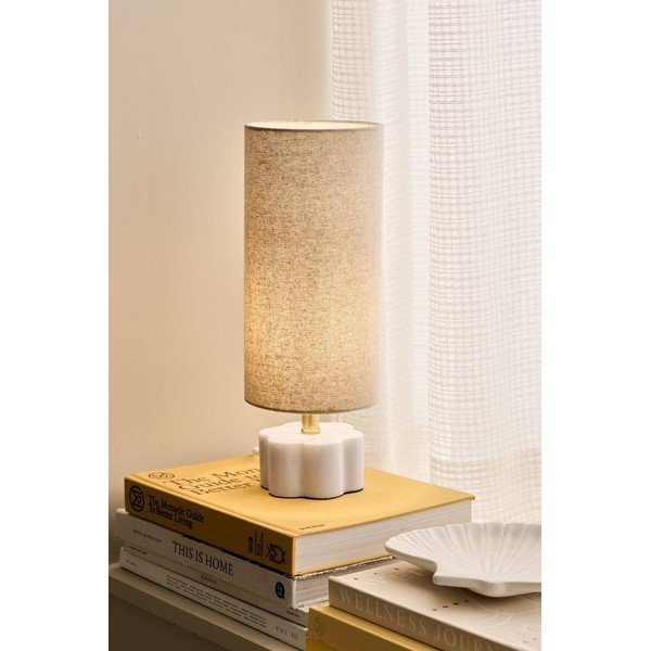 Balta/bēša lina galda lampa (augstums 33 cm) Joline – Ellos Home-image-1