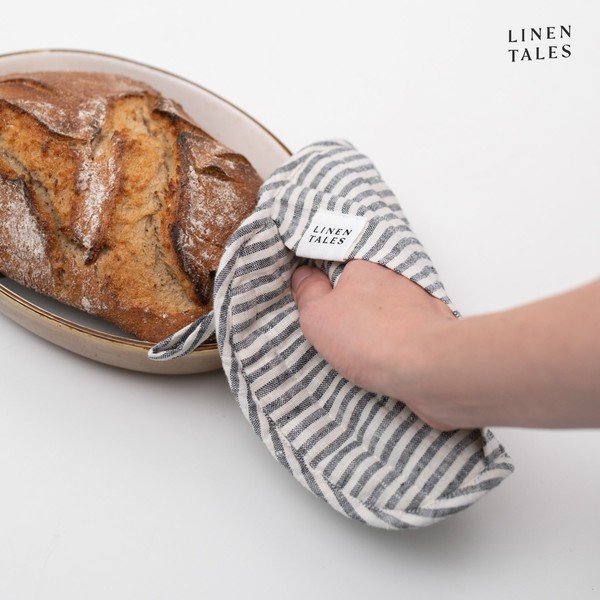 Lina virtuves cimds Thin Black Stripes – Linen Tales-image-2