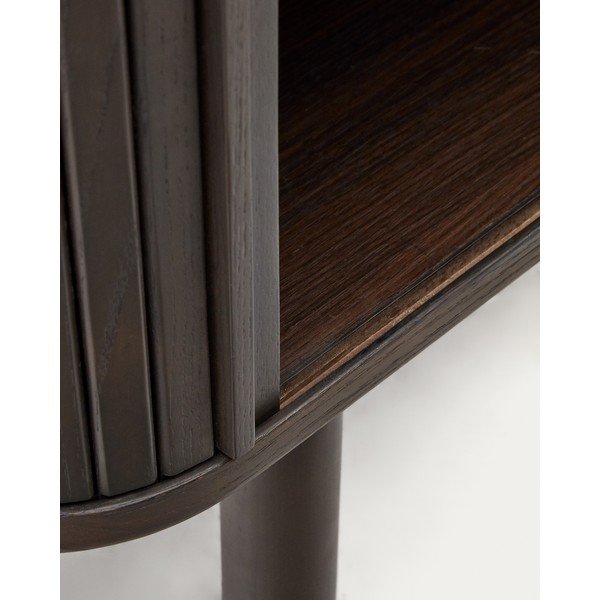 Tumši brūns skapītis ar oškoka imitāciju ar bīdāmām durvīm 110x140 cm Mailen – Kave Home-image-4