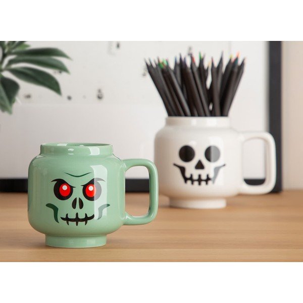 Zaļa keramikas bērnu krūze latte kafijai 255 ml Skeleton – LEGO®-image-1