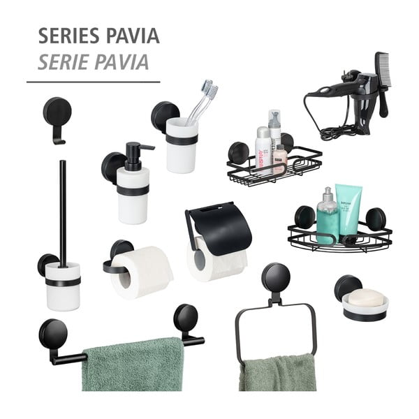 Melns vannasistabas stūra plaukts Wenko Static-Loc® Pavia, platums 27 cm-image-2