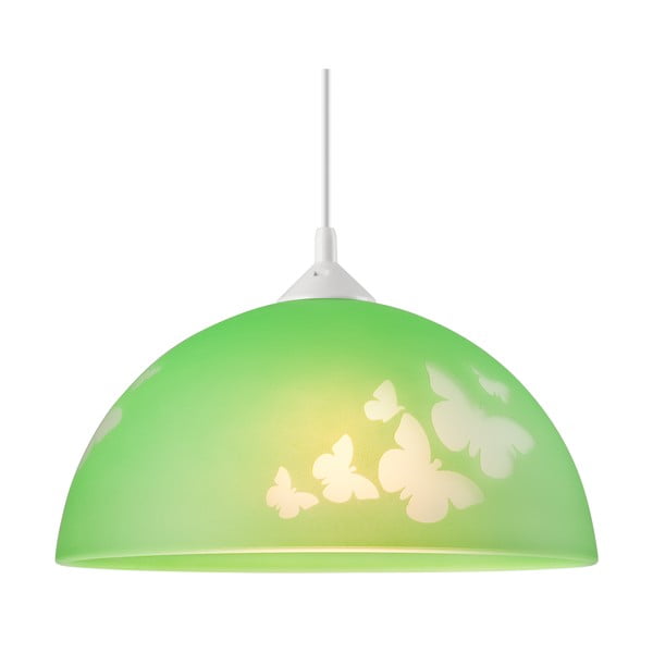 Zaļa bērnu lampa ar stikla abažūru ø 30 cm Mariposa – LAMKUR-image-4