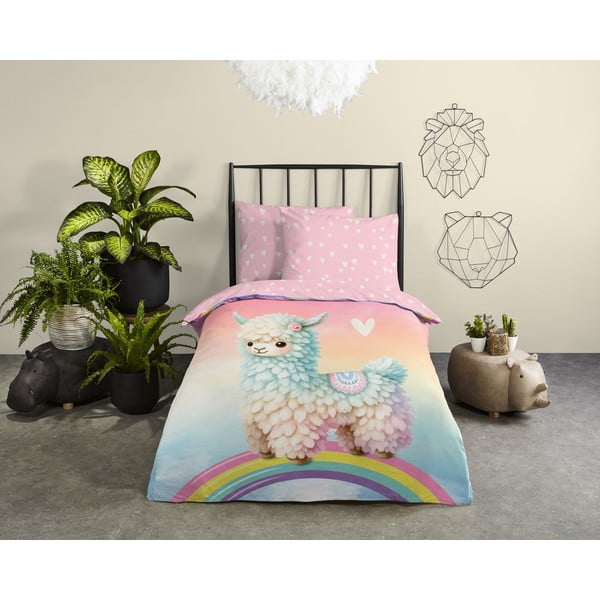 Rozā vienguļamā kokvilnas bērnu gultas veļa 140x200 cm Chico – Good Morning-image-1