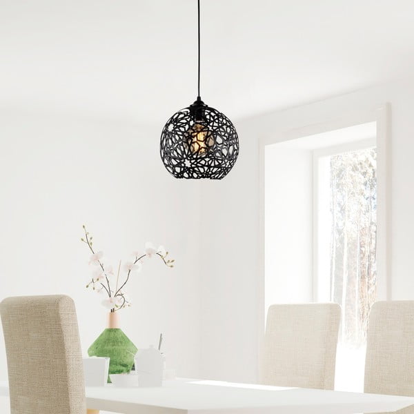 Melna piekaramā lampa ø 25 cm Fellini – Opviq lights-image-1
