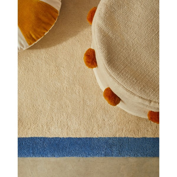 Zils/bēšs kokvilnas paklājs 90x150 cm Nalim – Kave Home-image-1