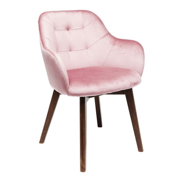 Rozā krēsls ar dižskābarža koka kājām Kare Design