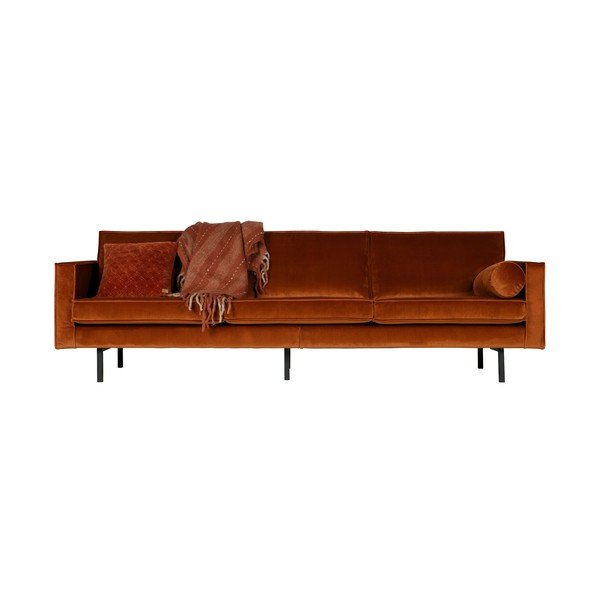 Oranžs samta dīvāns 277 cm Rodeo – WOOOD-image-3