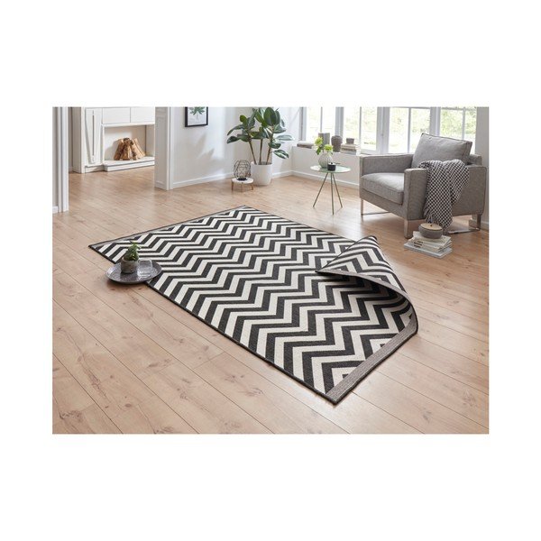 Melns un krēmkrāsas divpusējs, ļoti izturīgs paklājs Bougari Twin Supreme Mismo, 230 x 160 cm-image-2
