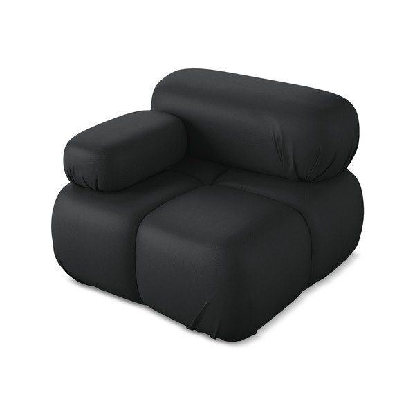 Melna modulārā dīvāna daļa no ādas imitācijas (ar kreiso stūri) Lokua – Makamii-image-2