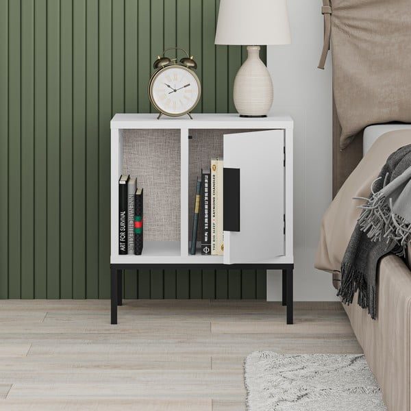 Balts naktsskapītis ar plauktiem Lani – Marckeric-image-4