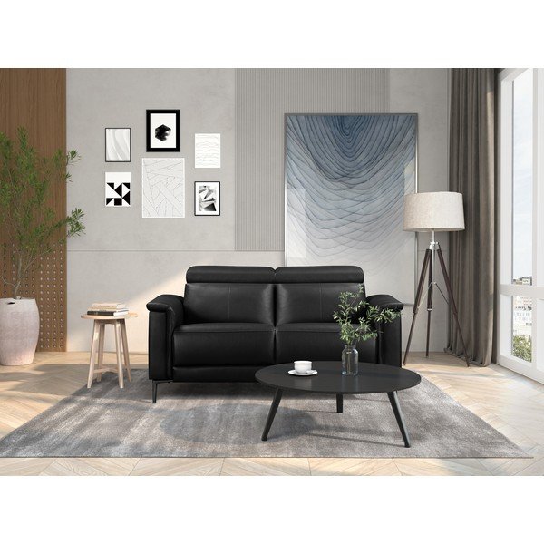 Melns dīvāns no ādas imitācijas 160 cm Lund – Støraa-image-1