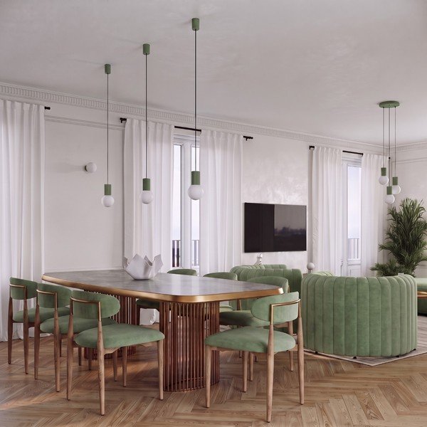 Salvijas zaļa piekaramā lampa no opāla stikla ø 12 cm Orbital – Sollux-image-3