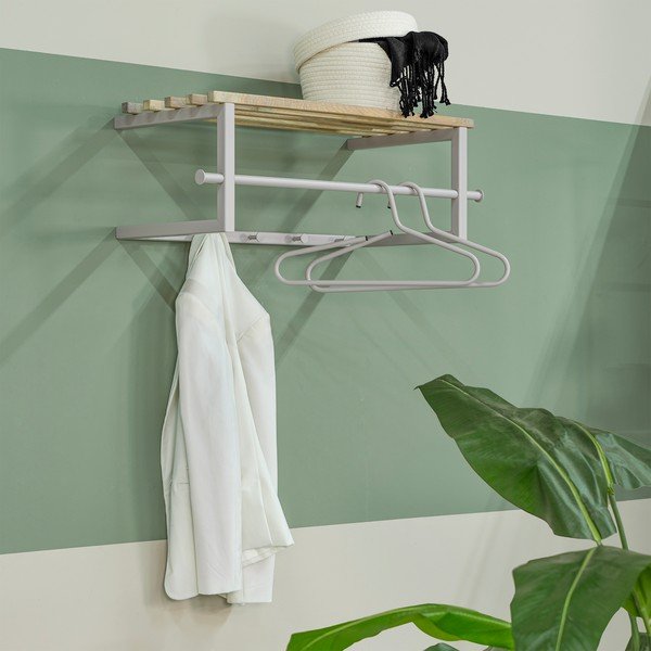 Dabīga toņa/pelēkbrūns metāla sienas pakaramais ar plauktu 76 cm Marco – Spinder Design-image-4