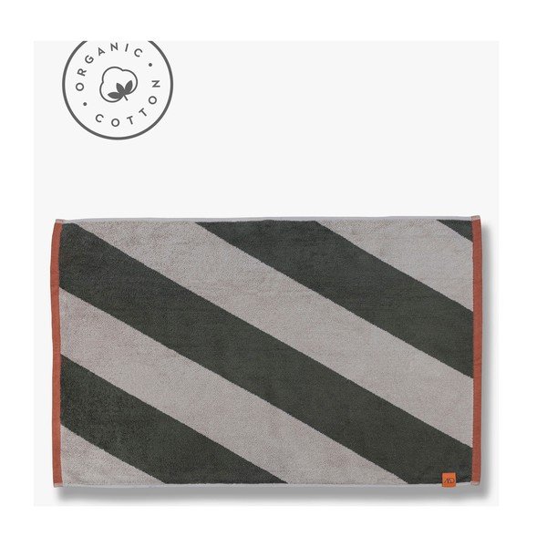 Haki vannas istabas paklājiņš no organiskās kokvilnas  50x80 cm Diagonal – Mette Ditmer Denmark-image-2