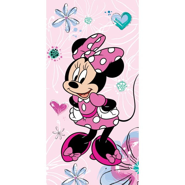 Rozā kokvilnas bērnu dvielis 70x140 cm Minnie  – Jerry Fabrics