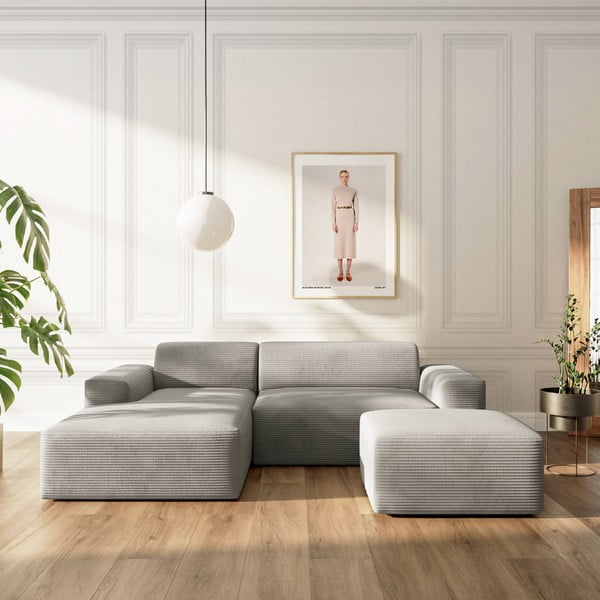 Pelēks velveta stūra dīvāns (ar kreiso stūri/ar zvilni) Villet – Rodier-image-1