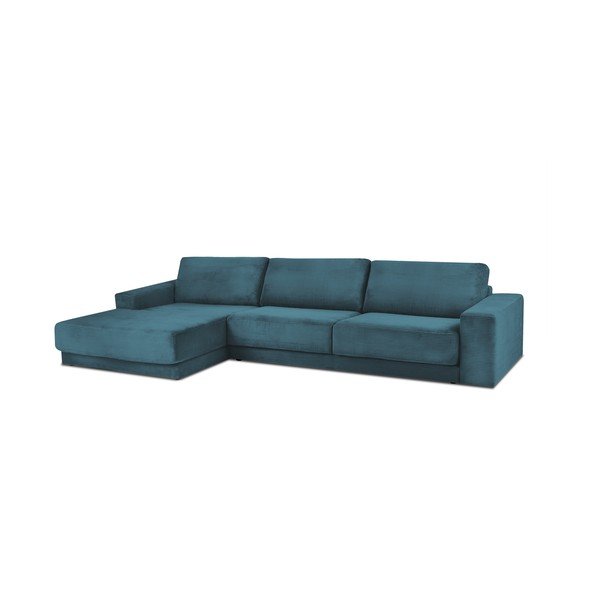 Tirkīzzils velveta salokāms stūra dīvāns Donatella – Milo Casa-image-2