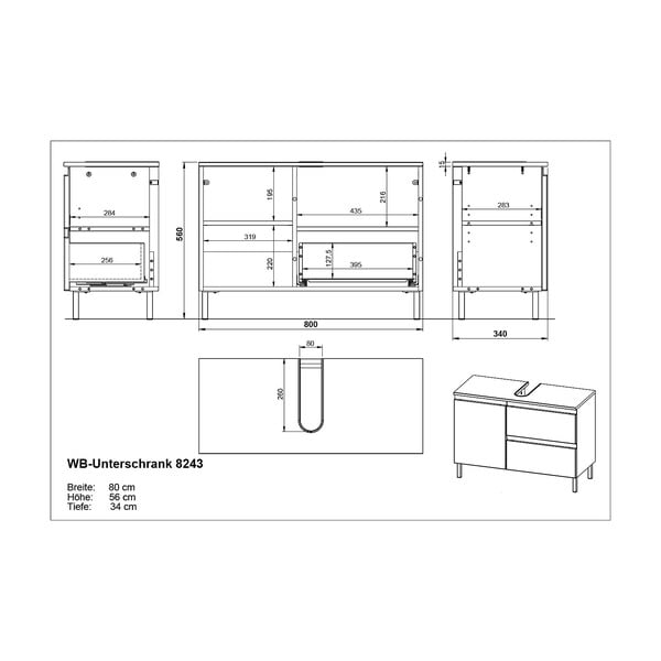 Balts skapītis zem izlietnes 80x56 cm Salinas – Germania-image-4