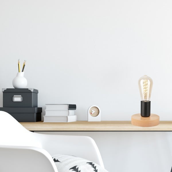 Melna/dabīga toņa galda lampa – LAMKUR-image-2