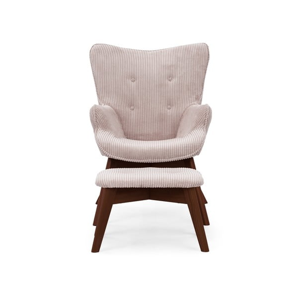Gaiši rozā velveta atpūtas krēsls ar kāju balstu Niko – Ropez-image-3