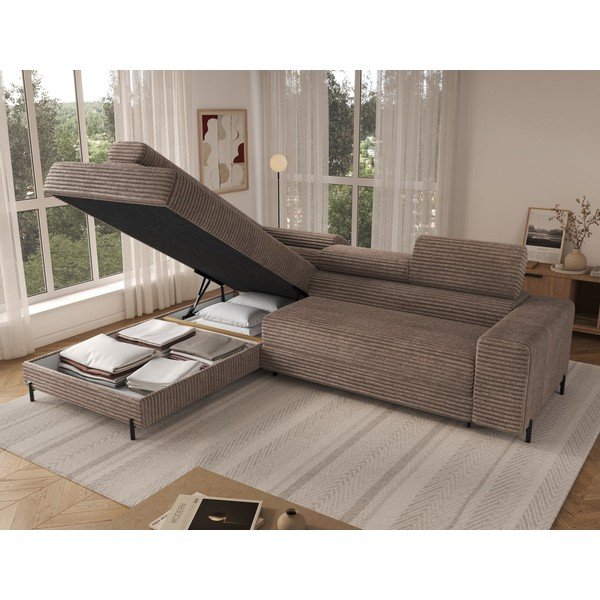 Brūns velveta stūra dīvāns (ar kreiso stūri/L veida) Colesio – ELTAP-image-3