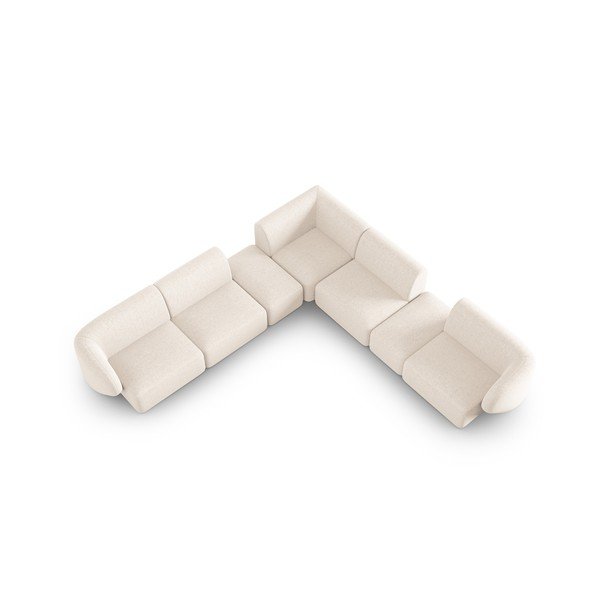 Bēšs stūra dīvāns no šenila auduma Paolo – Milo Casa-image-1