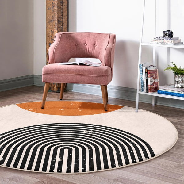 Oranžs/krēmkrāsas mazgājams robotu putekļu sūcējiem piemērots apaļš paklājs ø 80 cm Comfort – Mila Home-image-1