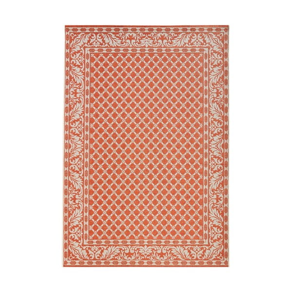 Oranžs un krēmkrāsas āra paklājs NORTHRUGS Royal, 115 x 165 cm