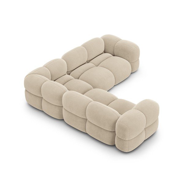 Bēšs samta stūra dīvāns Loretto – Cosmopolitan Design-image-4