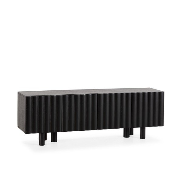 Melns mango masīvkoka TV galdiņš 160x55x40 cm Tamira – MOME