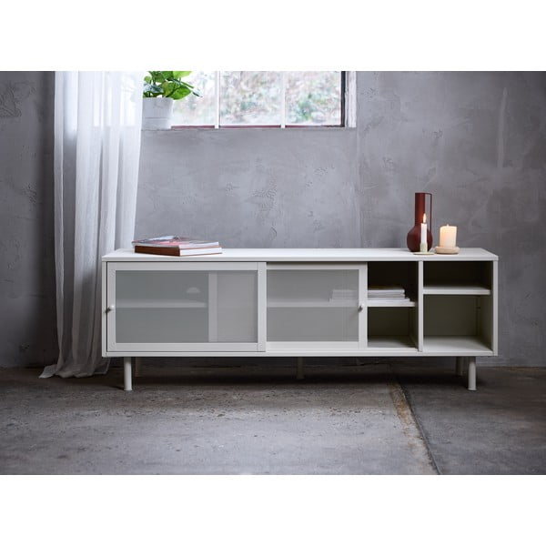 Pelēks metāla TV galdiņš 160x55x45 cm Veep – Unique Furniture-image-1