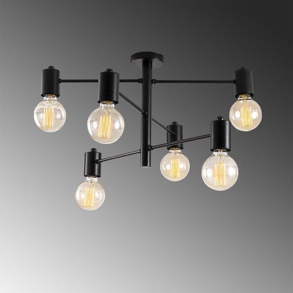 Melna griestu lampa ar 6 spuldzēm Opviq lights Hexa-image-1