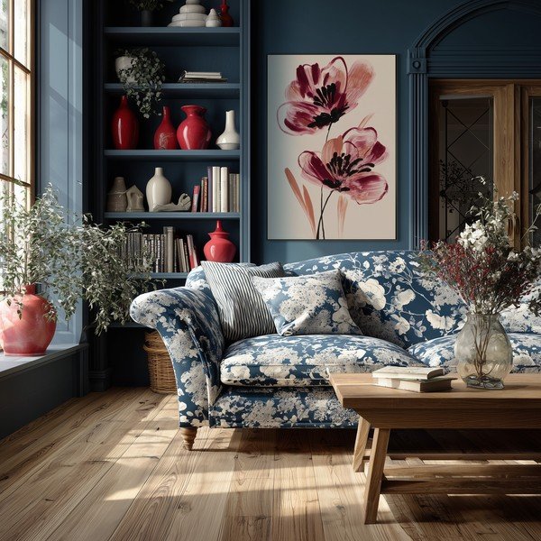 Drukāta glezna ar rāmi/uz audekla 70x100 cm Burgundy Blooms – Styler-image-3