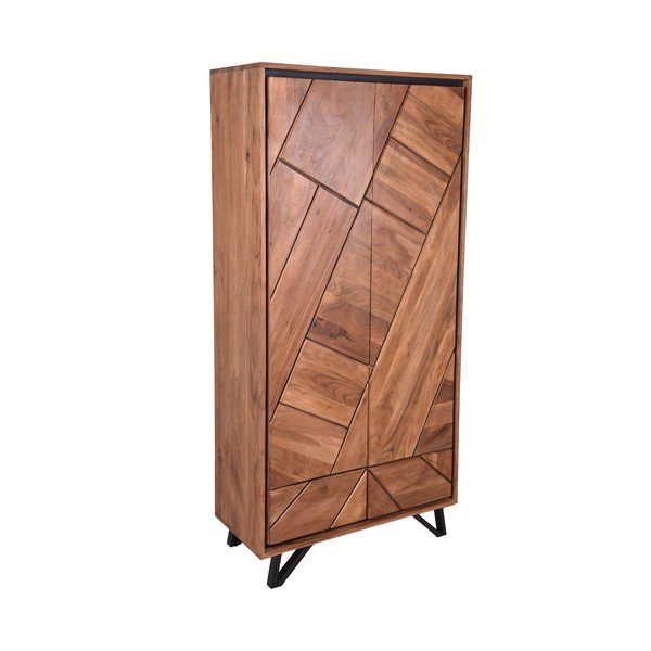 Dabīga toņa akācijas masīvkoka drēbju skapis 90x181x40 cm Ambala – Interia Home & Living-image-2