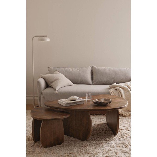 Tumši brūns mango masīvkoka žurnālgaldiņš Mushroom – Ellos Home-image-1