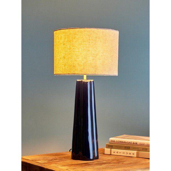 Zila/krēmkrāsas metāla galda lampa ar auduma abažūru (augstums 61 cm) Cornelie – Bloomingville-image-1