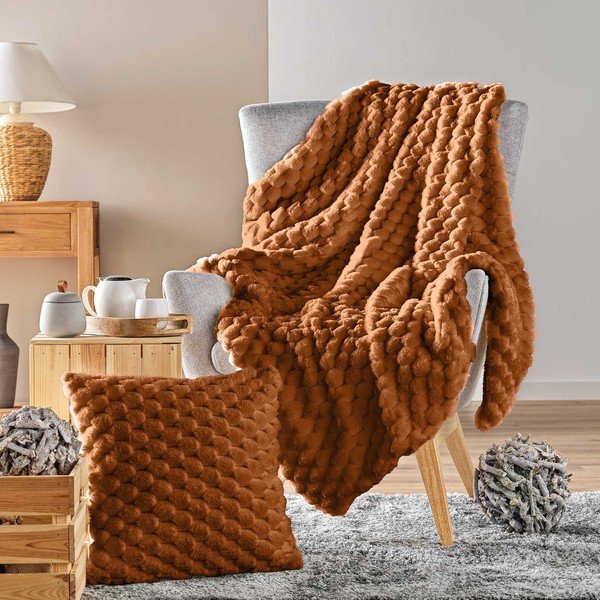 Gaiši brūns mikroplīša pleds 220x240 cm Frosty – douceur d'intérieur-image-3