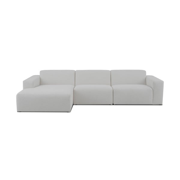 Balts stūra dīvāns no buklē auduma (ar kreiso stūri) Roxy – Scandic