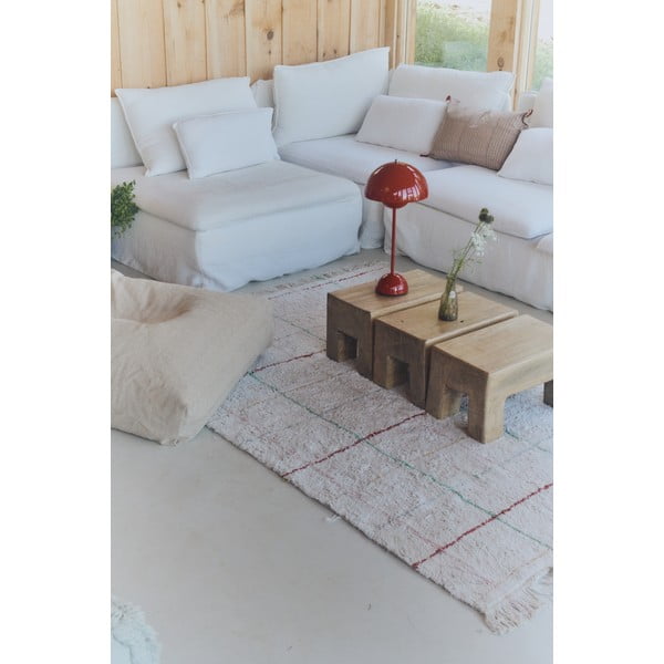 Krēmkrāsas mazgājams/ar rokām darināts kokvilnas paklājs 140x200 cm Color Lines – Lorena Canals-image-1