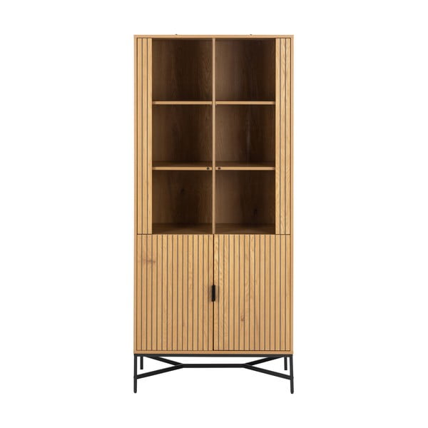 Dabīga toņa vitrīna ar ozolkoka imitāciju 80x180x40 cm Jaipur – Actona