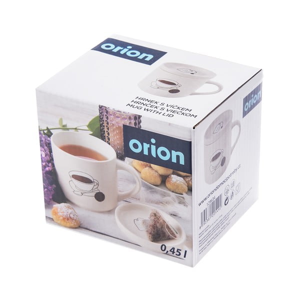 Balta porcelāna krūze ar vāciņu 450 ml – Orion-image-3