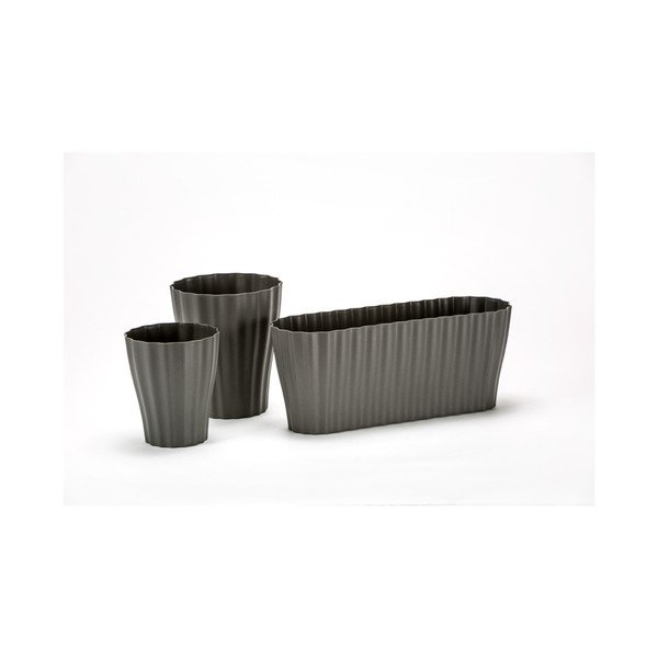 Antracīta pelēks puķu pods Plastia Tirola, garums 38 cm-image-1