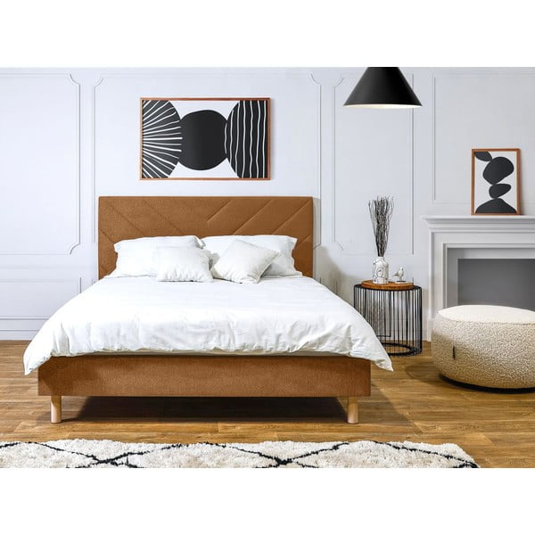 Oranža polsterēta divvietīga gulta ar redelēm 160x200 cm Romane – Bobochic Paris-image-3