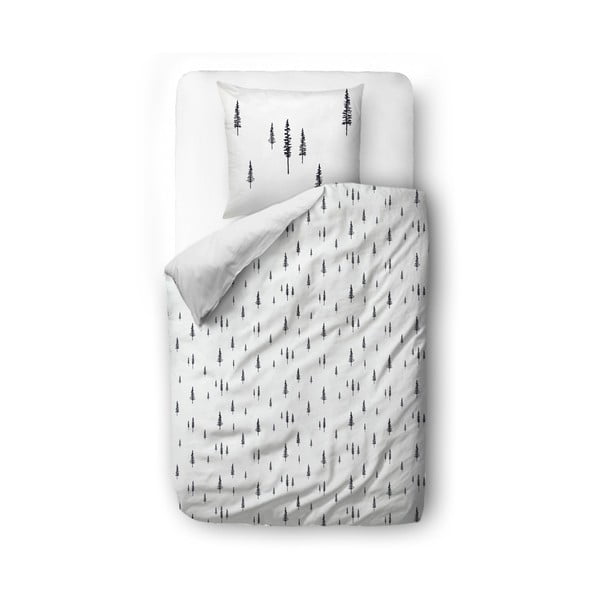 Balta kokvilnas satīna vienvietīga gultas veļa 135x200 cm Forest – Butter Kings