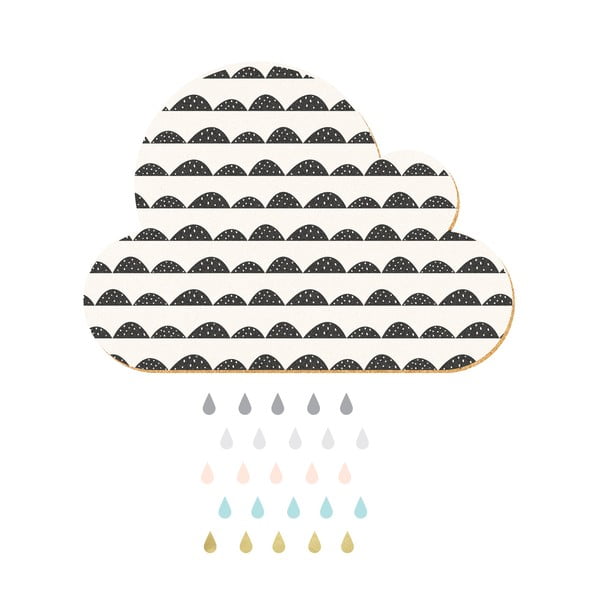 Dekoratīvs pašlīmējošs ziņojumu dēlis Dekornik White Cloud With Pastel Drops, 57 x 40 cm
