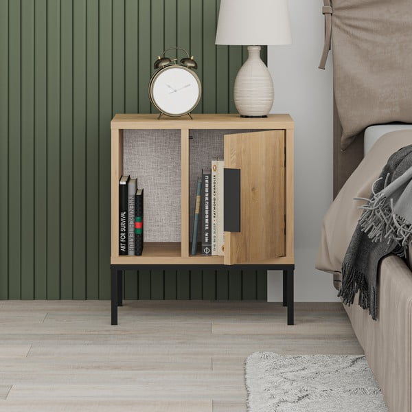 Dabīga toņa naktsskapītis ar ozolkoka imitāciju Lani – Marckeric-image-4