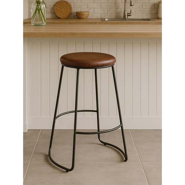 Melna/brūna polsterēta bāra taburete (sēdekļa augstums 64 cm) Brixton – Premier Housewares-image-1