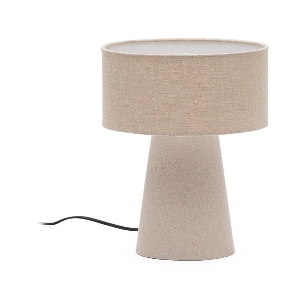 Pelēkbēša galda lampa ar auduma abažūru (augstums 35 cm) Algaida – Kave Home